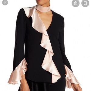 NWT Cinq a Sept Mariah Top Black/Pink XS